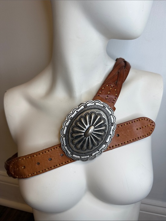 Ralph Lauren Accessories - Vintage Ralph Lauren Concho Leather Belt Size S Brown Braided Leather Western